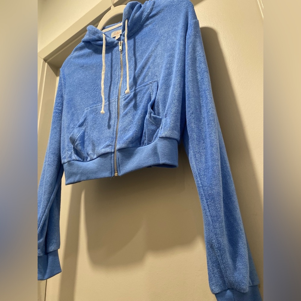 LIKE NEW Target Colsie Terry Cloth Blue Zip-Up Hoodie - S